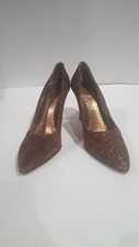 J. Renee Women's Brown Gold Pumps Heels Sparkle Shoes Closed Toe Sz 8.5M