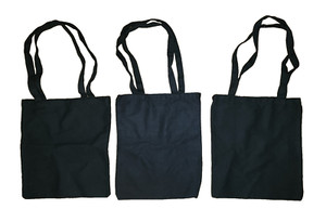 Lot of 3 14.5"x13" Black Canvas Tote Bags For Crafts Crafting Stencils Painting