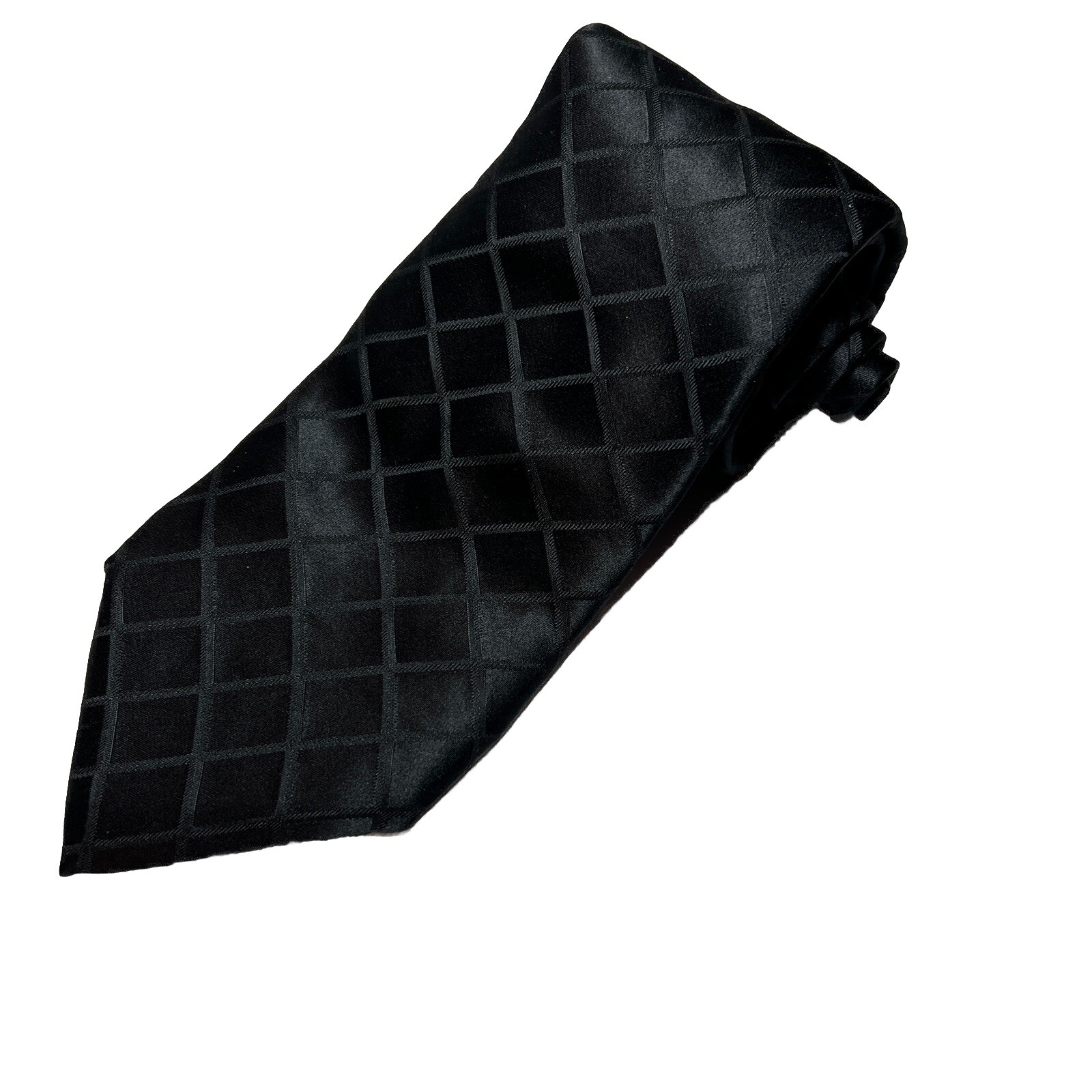 Arrow Men's Black Geometric Silk Necktie 60 x 4 Monotone Imported