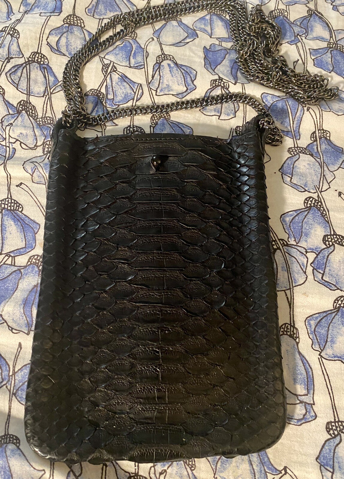 J Markell Ella black python cross body purse Chai… - image 1