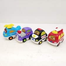 V-Tech Go Go Smart Wheels Lot of 4 Helicopter Police Fire Truck Hot Rod Working