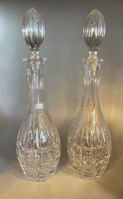 Hard to Find Pair Of Matching Lausitzer Crystal Decanters, Discontinued Pattern