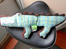 Jungle Alligator Plush Plaid Pillow 22" lgth Brown Blue Green