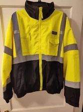 REPTYLE Model J301 Hi Vis Green Work Jacket w/Hood Size XL NWOT  SEE DESCRIPTION