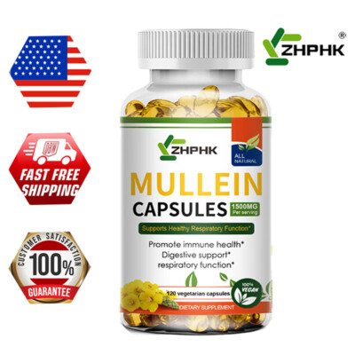 1500mg Mullein Leaf 120 Capsules For Lung Cleansing & Detox Herbal Supplement