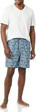 Men's Cotton Sleepwear Set Lightweight Breathable Pajama Shorts and T-Shirt