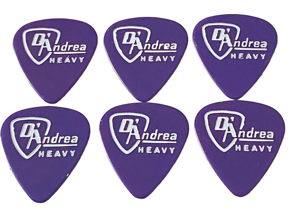 D’Andrea Guitar Picks 351-Heavy Gauge-PURPLE w/White-1970’s Logo-Lot of 6-NOS