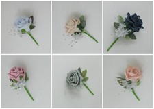 Wedding Single Buttonholes, Corsage, Rose Flower, Groom, Best Man, Guest