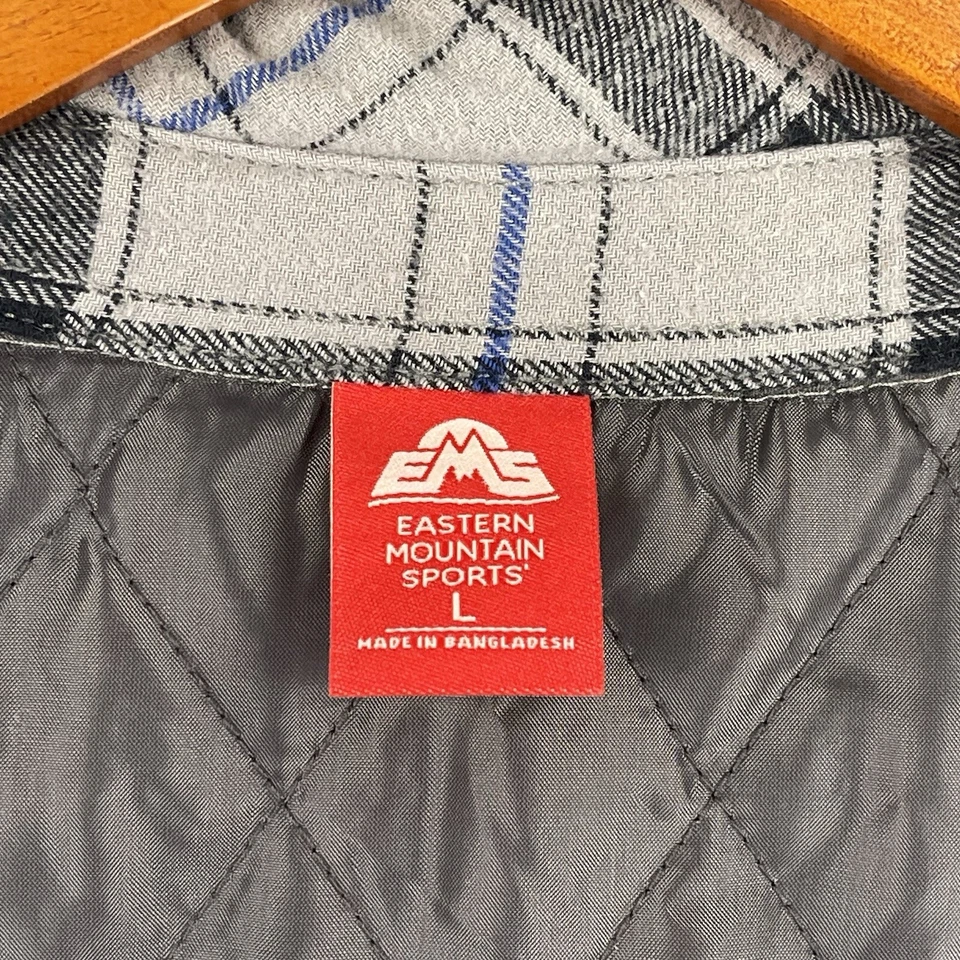 Camisa deportiva Eastern Mountain EMS para hombre grande gris a cuadros edredón forrado chamarra Foto 3 de 4