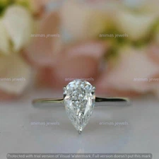 2.00Ct Pear Cut Lab Created Diamond Wedding Engagement Ring 925 Sterling Silver