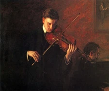MAN PLAYING VIOLIN MUSIC 1904 PAINTING BY AMERICAN THOMAS EAKINS FINE ART REPRO