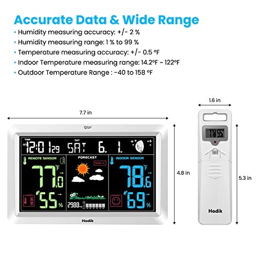 Wireless Weather Station With Indoor Outdoor Thermometer - Atomic Clock & Humidity Sensor