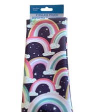 Eyeglass Squeeze Top Portable Pouch Rainbow Print new