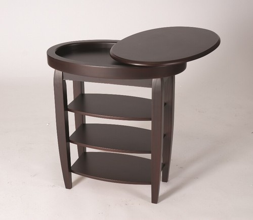 Wooden Swivel Top Side Table with Shelves - Return Stock - Picture 5 of 7