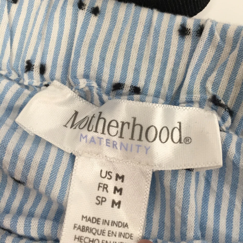 Motherhood Maternity Striped Off The Shoulder Tie Top Sz Medium Light Blue White - Image 3 of 4