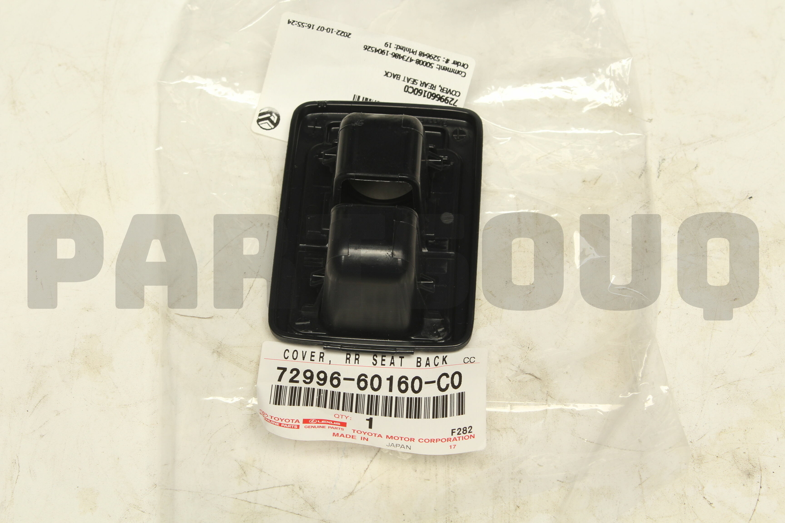 7299660160C0 Genuine Toyota COVER, REAR SEAT BACK 72996-60160-C0  