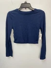 Flirtitude Dark Blue Cropped Long Sleeve Shirt Women's Size Large
