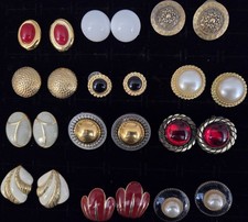 Vintage Enamel Earrings Lot Of 12 Gold Tone 8...