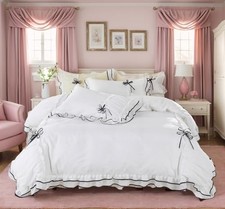 Duvet Cover Set Ruffled White Size 3 Pieces 1 Duvet Cover Full White Bow