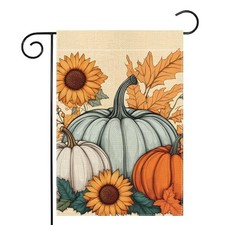 Fall Pumpkin Garden Flag 12x18 Inch Double Sided Thanksgiving Maple Leaves