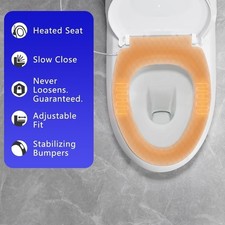 Elongated Heated Toilet Seat Soft Close LED Nightlight Easy Install R05