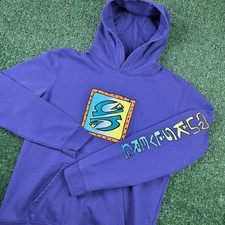 Quiksilver Boys XL Purple Graphic Logo Pullover Hoodie Sweatshirt Kids Size 16