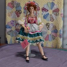 Paradise Galleries Porcelain Doll Dutch Folk Musical 20” Tag TC1991 Red Hair