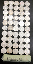 Full Roll 50 Silver Roosevelt Dimes Pre-1965 Uncertified / Ungraded Nice Coins
