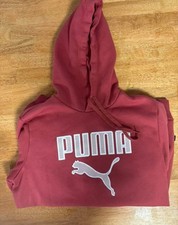 PUMA BOYS HOODED PULL OVER SWEAT SHIRT SIZE LARGE Red with white writing