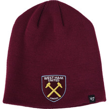 West Ham United Adult Beanie 47 Brand Cardinal Football Hat - New