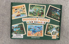 Wooden Puzzles for Kids Ages 4-6 and 3-5. Set of 6 Jigsaw Puzzles 24 Pieces w...