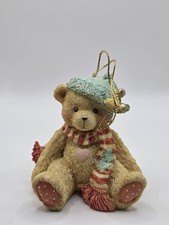 Cherished Teddies Bear With Green Stocking Cap Ornament  951226 1992 By Enesco
