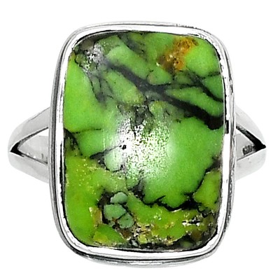 Premium Grün Matrix Türkis 925 Sterling Silber Ring Gr.7 Schmuck R-1008