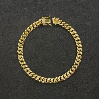 14k Gold klassisches Miami kubanisches Gliederarmband/Fußkettchen (halbmassiv & massiv)