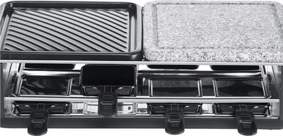 SEVERIN Raclette Grill RG 2366, 8 Pfännchen, Steinplatte, 1300W, Schwarz