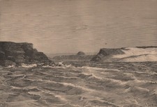 Mouth of the Oued Draa river from the Sea. Near Tan Tan, Morocco 1885 print