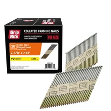 Grip-Rite Framing Nails 2-3/8"x0.113" 21° Plastic Collated Smooth 2500 per Box