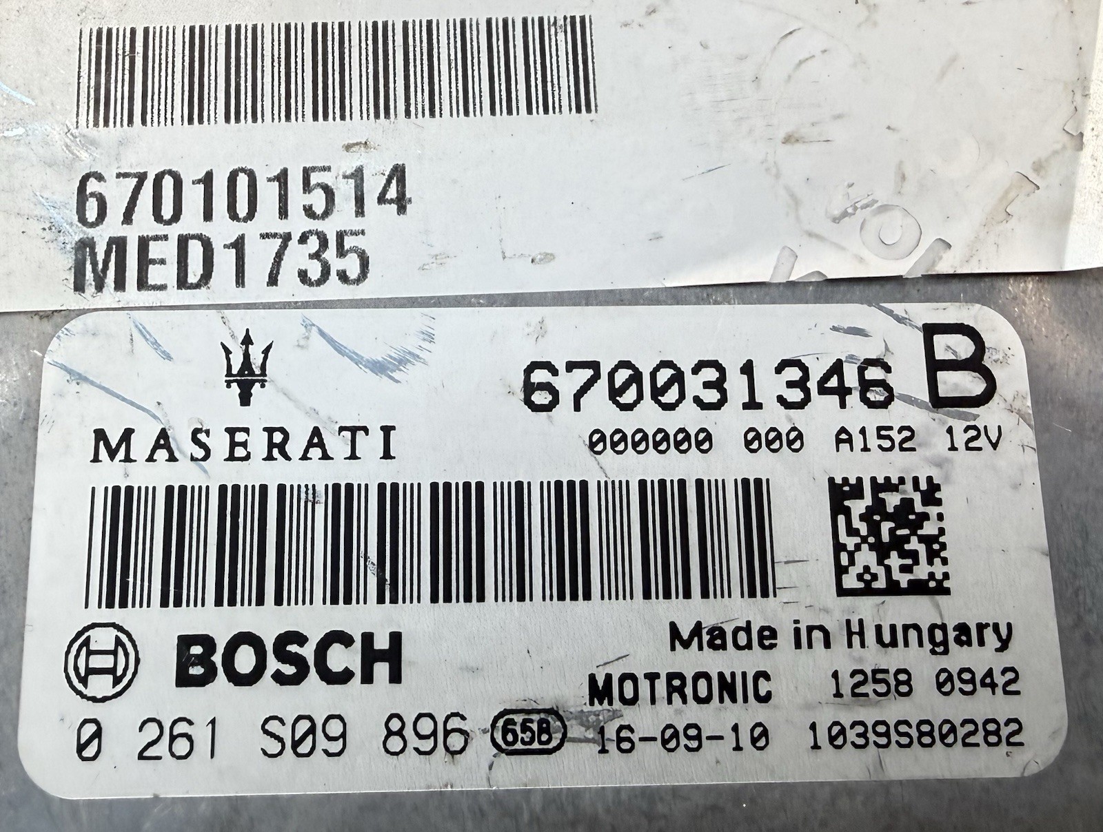 2014-2020 Maserati Levante/Ghibli ECM Engine Control Module ECU OEM 670031346B