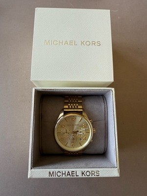 Michael Kors Merrick Chronograph Steel 42mm Gold Dial Quartz Mens Watch MK8638