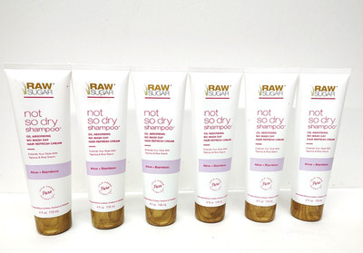 Raw Sugar Not So Dry Shampoo 6 Pack Oil Absorbing No-Wash Day Hair Refresh Cream