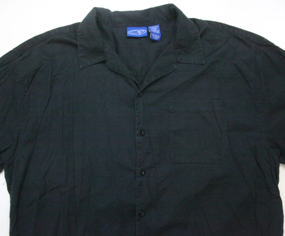 Camisa de vestir XXL Ocean Pacific negra para hombre con botones manga corta bolsillo WS675 Foto 2 de 4