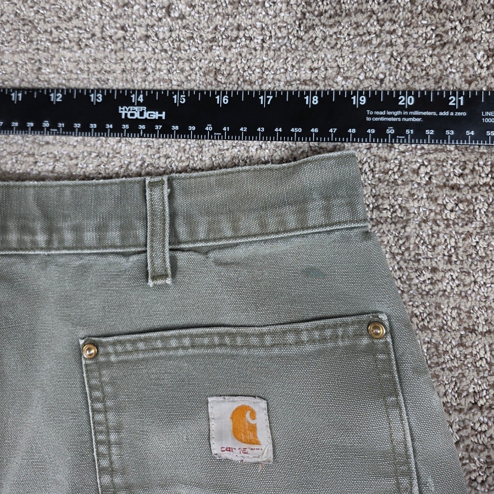 Carhartt B01 Mos Moss Green Double Knees Mens Pants Carpenter Canvas Distressed thumbnail 17