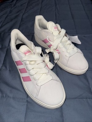 Adidas Baseline Womens Size 7.5 White/Pink (lilac) Shoes Leather Sneakers DB3560