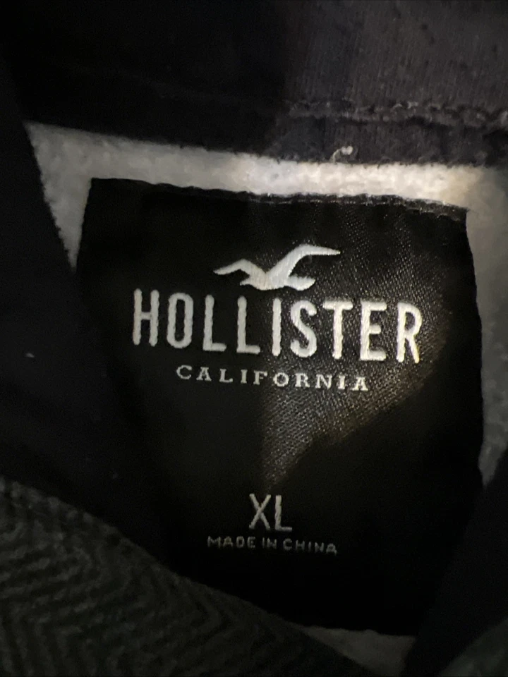 Sudadera con Capucha Hollister Bordada Spellout Para Hombre X Grande Gris Y2K Exterior Cabincore Foto 4 de 4