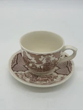 Fair Winds Alfred Meakin Staffordshire England Brown Cup And Saucer • NY Harbor