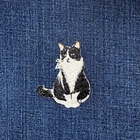 Tuxedo Cat Applique Patch - Embroidered Pet Kitten Badge 2.5" (Iron On)