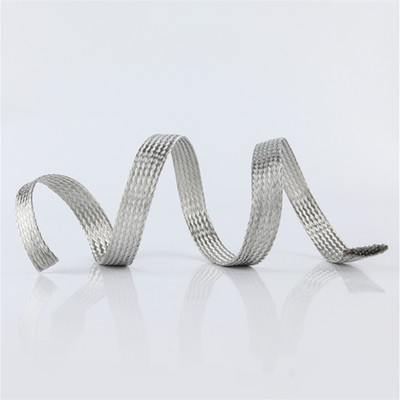 Stainless steel Flat Braided Ground Straps Electrical Wire Cable EMI Shielding
