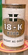 1950s 18-K  STEEL FLAT TOP BEER CAN FOX BREWING OCONTO WISCONSIN