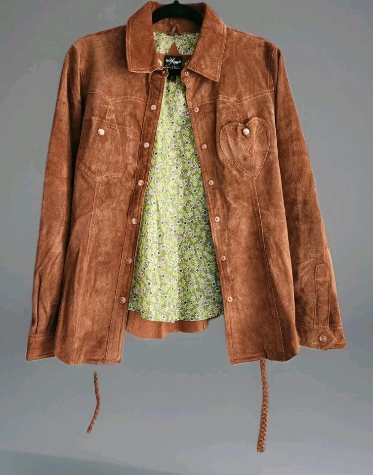 NUEVO CON ETIQUETAS Wilson’s Cuero MaXima 2 Piezas Gamuza Conjunto Chaqueta y Pantalón Talla M/8 Boho Años 70 Retro Foto 2 de 4