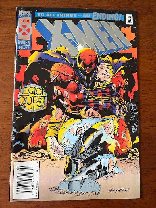 X-MEN # 41 VF NEWSSTAND DELUXE WITH TRADING CARD MARVEL COMICS 1995 MAGNETO
